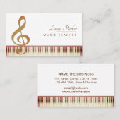 音楽の先生のピアノキーボードのヴィンテージの金ゴールド 名刺 (正面/裏面)