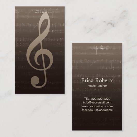 音楽の先生のミュージシャンのヴィンテージのミュージカル 名刺 (正面/裏面)