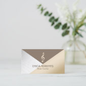 音楽の先生のモダンな金ゴールドのブラウンの銀製のミュージカル 名刺 (スタンド正面)