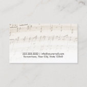 音楽の先生のヴィンテージのピアノ鍵 名刺 (裏面)