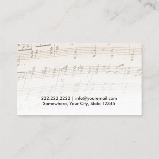 音楽の先生のヴィンテージのピアノ鍵 名刺 (裏面)