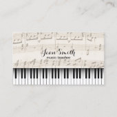 音楽の先生のヴィンテージのピアノ鍵 名刺 (正面)
