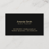 音楽の先生のヴィンテージの花の金ゴールドのクレフ、音符記号 名刺 (裏面)