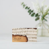 音楽の先生のヴィンテージ古い音楽シート 名刺 (スタンド正面)