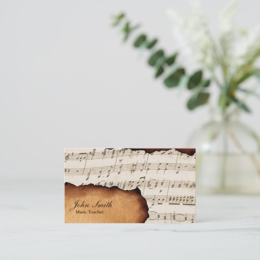 音楽の先生のヴィンテージ古い音楽シート 名刺 (スタンド正面)