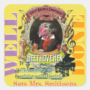 音楽の先生の報酬のステッカーBeethovehen スクエアシール