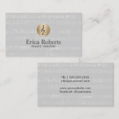 音楽の先生の金ゴールドのクレフ、音符記号のロゴのエレガントなミュージカル 名刺 (正面/裏面)