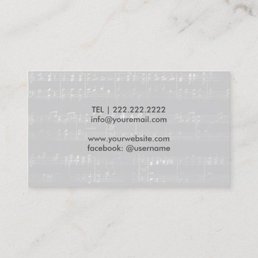 音楽の先生の金ゴールドのクレフ、音符記号のロゴのエレガントなミュージカル 名刺 (裏面)