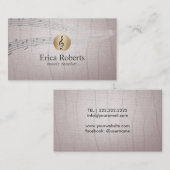 音楽の先生の金ゴールドのクレフ、音符記号のロゴのヴィンテージのミュージカル 名刺 (正面/裏面)