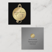 音楽の先生の音符の金ゴールドのミュージシャン スクエア名刺 (正面/裏面)