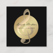 音楽の先生の音符の金ゴールドのミュージシャン スクエア名刺 (正面)