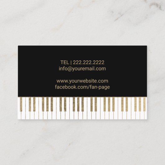 音楽の先生の黒の金ゴールドのピアノはミュージカルを調整します 名刺 (裏面)