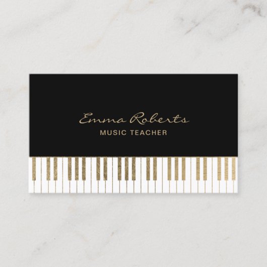 音楽の先生の黒の金ゴールドのピアノはミュージカルを調整します 名刺 (正面)