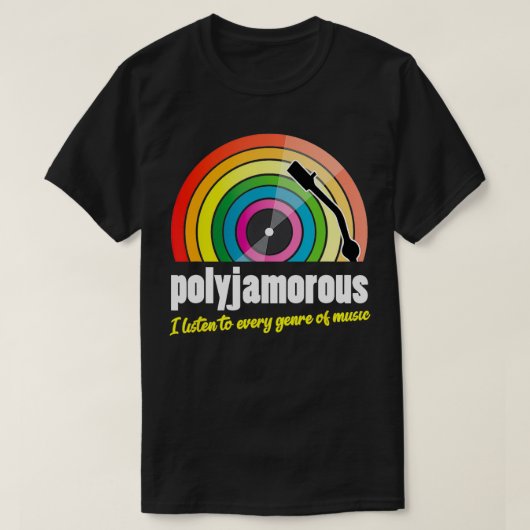 音楽の全聞ジャンルに対するPolyjamorous I Tシャツ (デザイン正面)