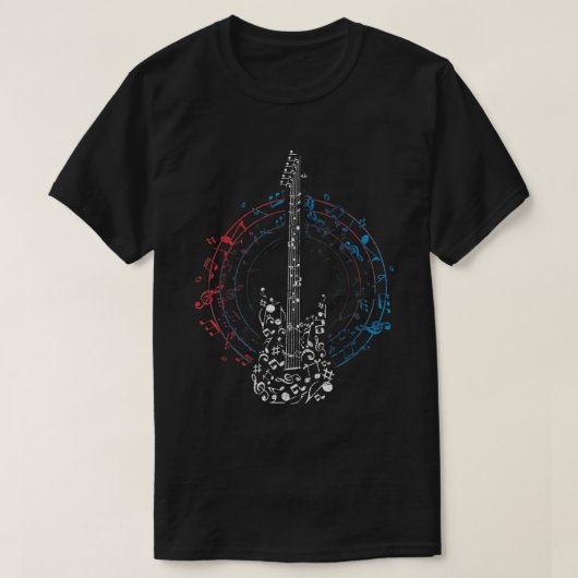 音楽の円形の音符 ギタリストへのギフトアイデア Tシャツ (デザイン正面)