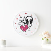 音楽の場所ハートヘッドフォンの壁時計 ラージ壁時計 (ホーム)