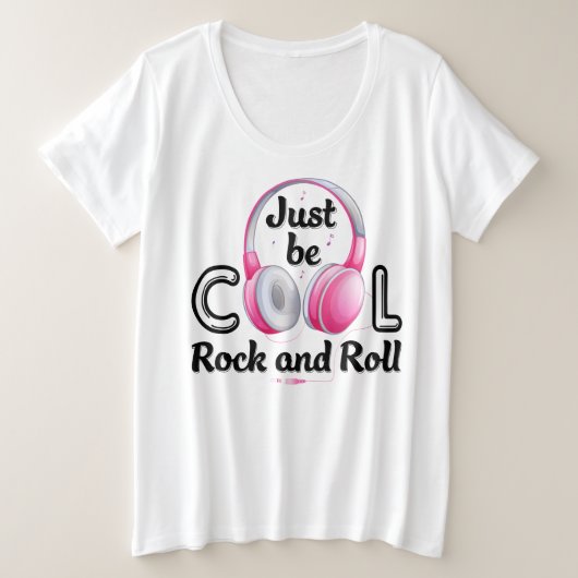 音楽の好きカッコいいはBe Rock and Roll プラスサイズTシャツ (デザイン正面)