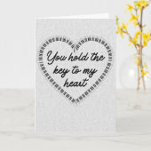 音楽の恋人鍵へ私のハートグリッターバレンタインデー カード (黄色い花)