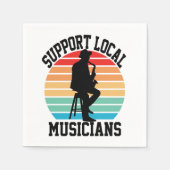 音楽の愛好家のためのローカルミュージシャンをサポート スタンダードカクテルナプキン (正面)