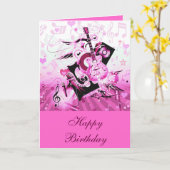 音楽の旅，ピンク_ カード (黄色い花)