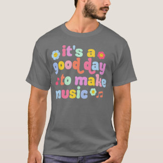 音楽の日+楽しい音楽の先生+レトロな面白さ Tシャツ