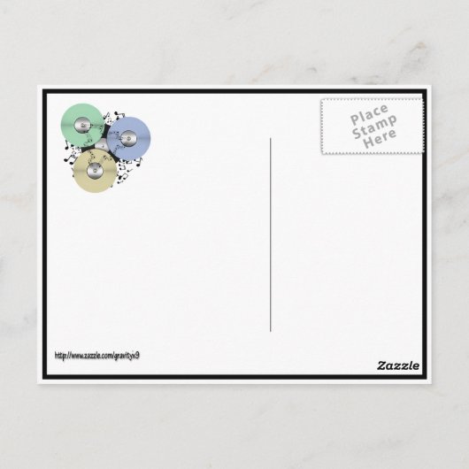 音楽の流れ(リールとビニールのレコードにリール) ポストカード (裏面)