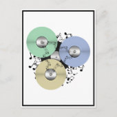 音楽の流れ(リールとビニールのレコードにリール) ポストカード (正面)
