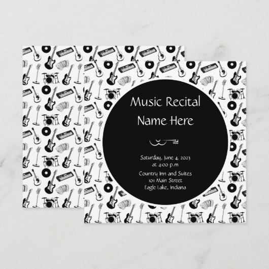 音楽の発表会 招待状 (正面/裏面)