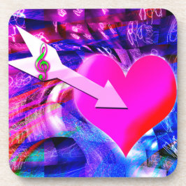 音楽の矢印が対象のハート コースター