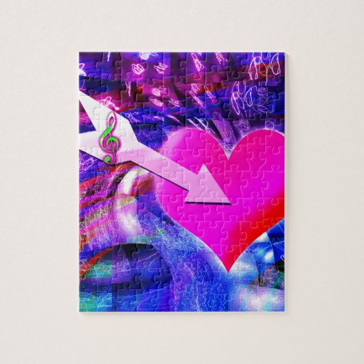 音楽の矢印が対象のハート ジグソーパズル (縦)