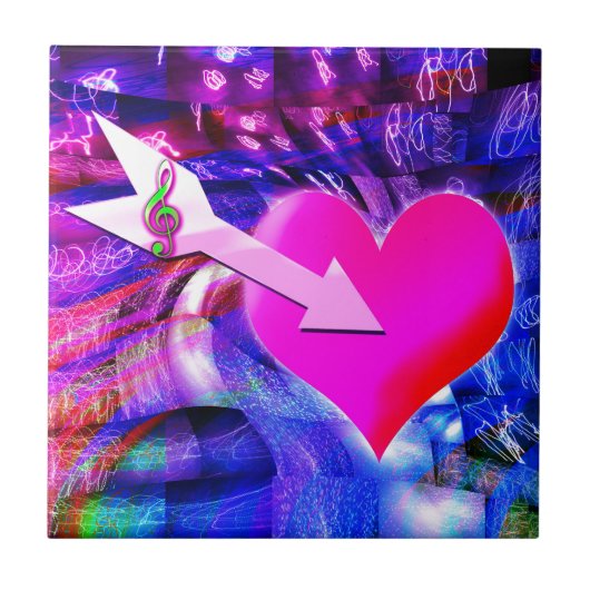 音楽の矢印が対象のハート タイル (正面)