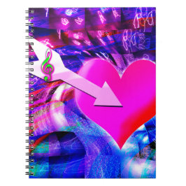 音楽の矢印が対象のハート ノートブック