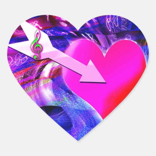 音楽の矢印が対象のハート ハートシール (正面)