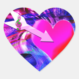 音楽の矢印が対象のハート ハートシール