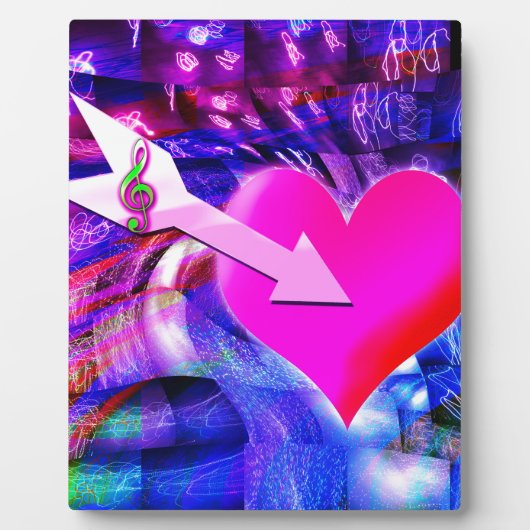 音楽の矢印が対象のハート フォトプラーク (正面)