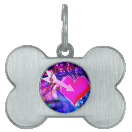 音楽の矢印が対象のハート ペットネームタグ