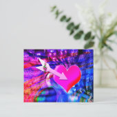 音楽の矢印が対象のハート ポストカード (スタンド正面)