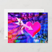 音楽の矢印が対象のハート ポストカード (正面/裏面)