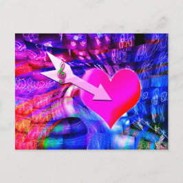 音楽の矢印が対象のハート ポストカード