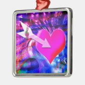 音楽の矢印が対象のハート メタルオーナメント (左)