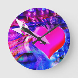 音楽の矢印が対象のハート ラウンド壁時計