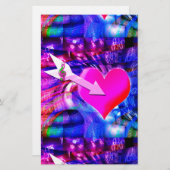 音楽の矢印が対象のハート 便箋 (正面/裏面)