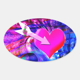 音楽の矢印が対象のハート 楕円形シール