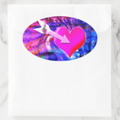 音楽の矢印が対象のハート 楕円形シール (バッグ)