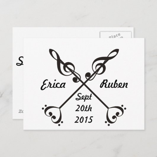 音楽の矢印の救交差 – 日付 案内ポストカード (正面/裏面)