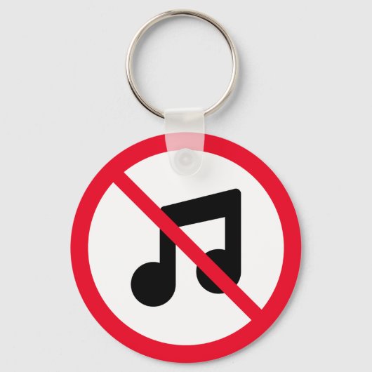 音楽の禁止の標識なし |メタルサークルのキーチェーン キーホルダー (正面)
