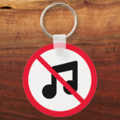 音楽の禁止の標識なし |メタルサークルのキーチェーン キーホルダー (正面)