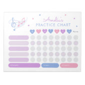 音楽の練習報酬チャート紫ピンクのメモ帳 ノートパッド (正面)