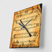 音楽の背景をヴィンテージ·シートに書きユニーク込む スクエア壁時計 (傾斜)
