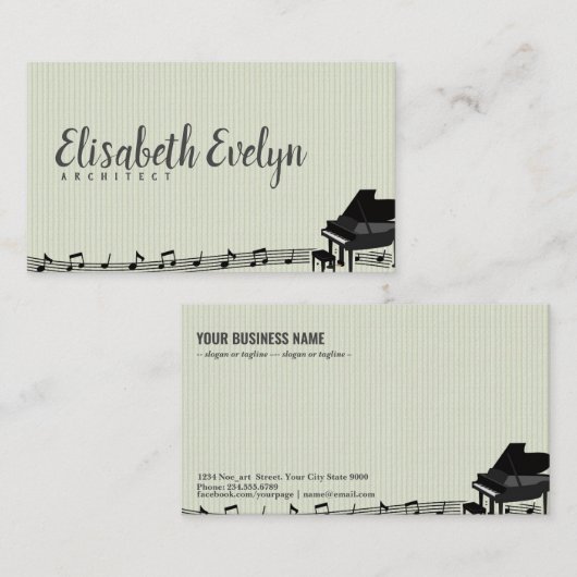 音楽の背景音符 名刺 (正面/裏面)
